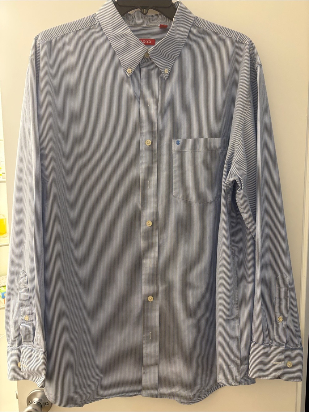 Izod Light Blue and White Stripe Button-Down Dress Shirt
